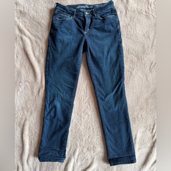 Eddie Bauer Denim - Eddie Bauer Fleece Lined Dark Blue Straight Leg Jeans size 8